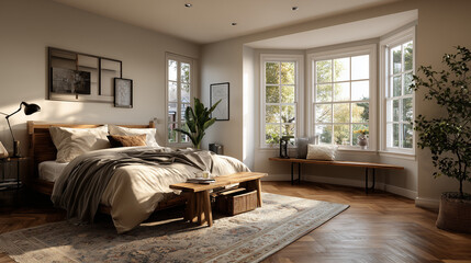 old industrial-style bedroom, made of wood