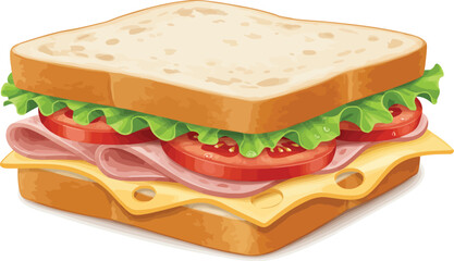 Gourmet ham cheese sandwich fresh lettuce tomato delicious meal vector