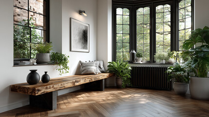 old industrial-style bedroom, made of wood