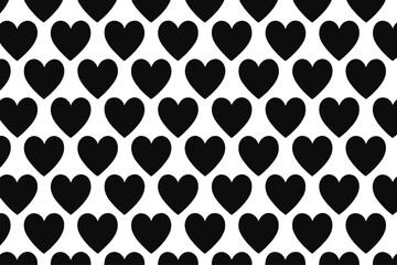 Fototapeta premium Seamless pattern of black heart shapes romantic love background