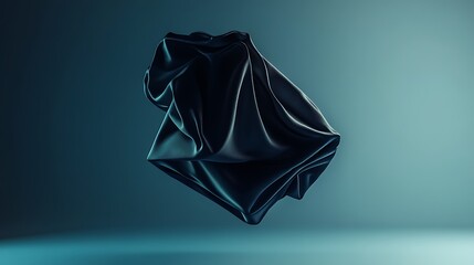 Stunning Abstract Dark Matter 3D Render of a Black Glossy Crystalline Form