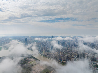 Wuhan city landmark skyline scenery