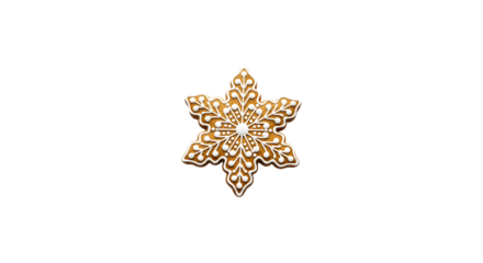 A golden snowflake isolated on transparent background, a symbol of winter, christmas, and the beauty of nature, with intricate patterns and delicate details