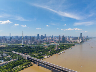 Wuhan city landmark skyline scenery