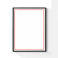 Minimalist frame with red accent on white wall, modern decor