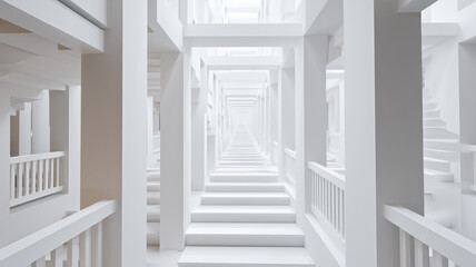 Fototapeta premium White staircase architecture interior perspective