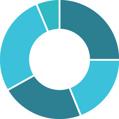 Abstract donut chart infographic divided segments teal blue shades vector