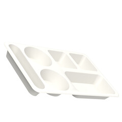 3D rendering illustration of an empty compartment meal tray, plastic version