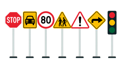 Essential traffic signs collection for driver safety education needs