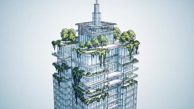 Architectural design sketch tall building