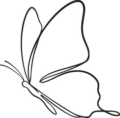 Obraz premium Vector art of a delicate line art illustration of a butterfly in flight, isolated on a, symbolizing transformation and beauty