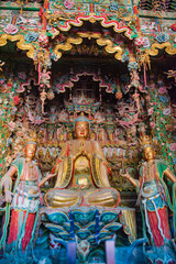 Naklejka premium The Xiaoxitian hanging sculptures and painted paintings in Xi County, Linfen, Shanxi