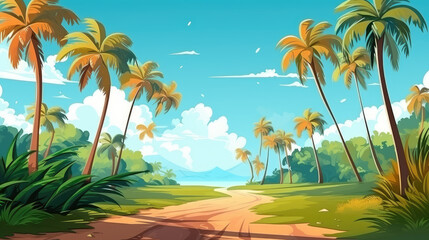 Obraz premium Serene Tropical Palm Forest Pathway