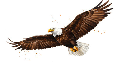 Obraz premium Majestic bald eagle soars powerfully, a symbol of freedom and American pride, perfect for patriotic designs or nature projects needing a touch of strength