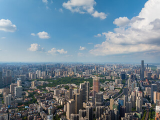 Naklejka premium Wuhan city landmark skyline scenery