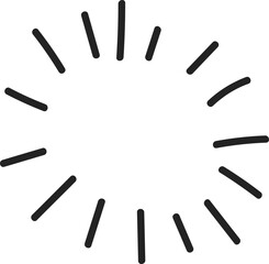 Minimalist sunburst illustration with dynamic radiating lines on a black background
