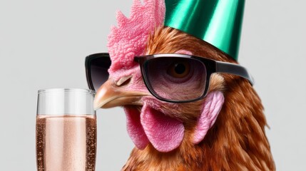 Joyful hen party celebration with fun sunglasses and party hat festive environment unique perspective