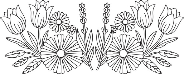 Floral Mandala Line Art – Blooming Flower Symmetry Design