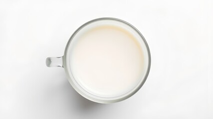 upper view milk cup isolated on white	