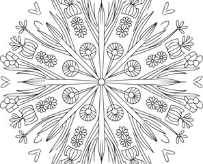 Floral Mandala Line Art – Blooming Flower Symmetry Design