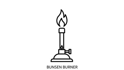 Scientific laboratory Bunsen burner with active flame for heating and sterilization in educational and research settings