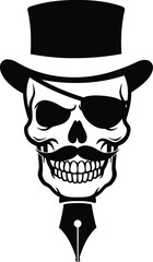 Gothic pirate skull with top hat and tie vector art vector