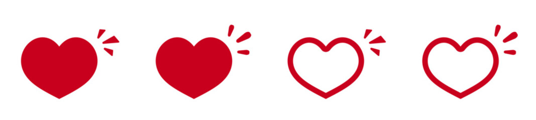 Red heart icons with sound waves in various styles.