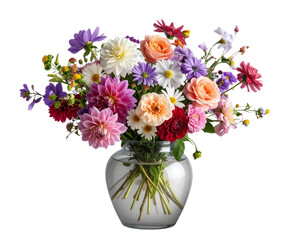Fototapeta premium flowers in vase on transparent background PNG file 