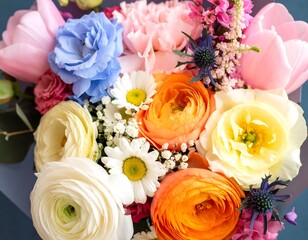 Vibrant bouquet of colorful flowers