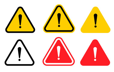 Obraz premium triangle warning icon alert symbol, exclamation mark sign . Caution alarm attention png icon in Red, yellow and black color.