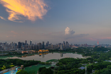 Wuhan city landmark skyline scenery