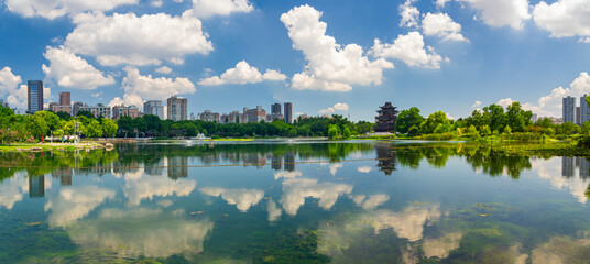Wuhan city landmark skyline scenery