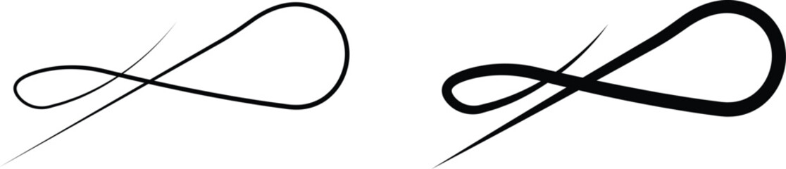 Heart swirl ornament flourish decoration divider collection, romantic love calligraphy scroll design, elegant wedding invitation border element, decorative curly vector group in black outline and bold