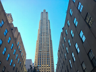 New York city buildings and skyscrapers. Urban life in a cosmopolitan ciry