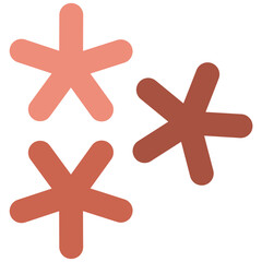 Fototapeta premium Three Stylized Asterisk Shapes in Shades of RedBrown with Rounded Arms.