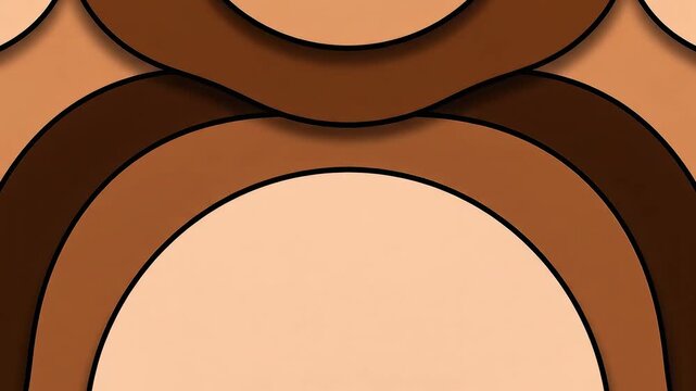 Abstract design of brown and beige semi circles.