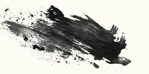Obraz premium ink brushstroke on white background with visible splashes for watercolor style effect. grunge isolated on white background, 