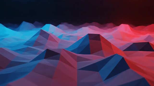 Abstract Low Poly Landscape with Neon Lighting 1.