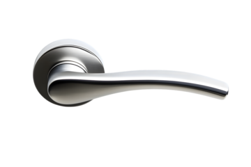 Aluminium door handle isolated on transparent background, PNG