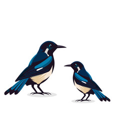 Cute blue bird on white background , vector illustration.