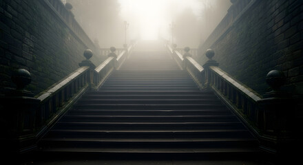 stairway in fog