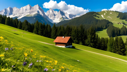 Fototapeta premium A Home in the Hills