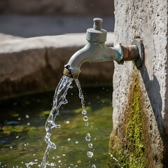 water flowing from a fountain