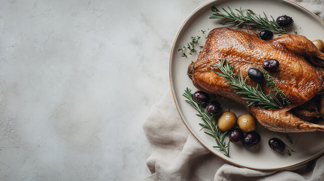 Christmas dinner with roasted goose