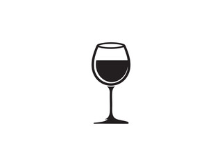 Black Wine Glass Icon – Elegant Drink Cup Vector