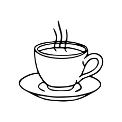 steaming coffee cup line art