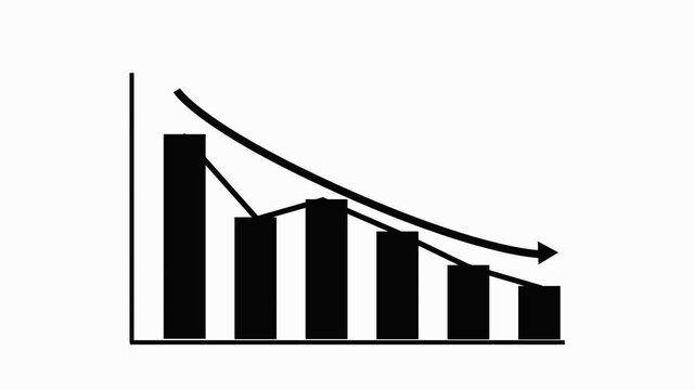 Bar Chart Showing Downward Trend, Corporate Growth Animation Featuring a Business Bar Chart with Rising Profits and Expanding Opportunities