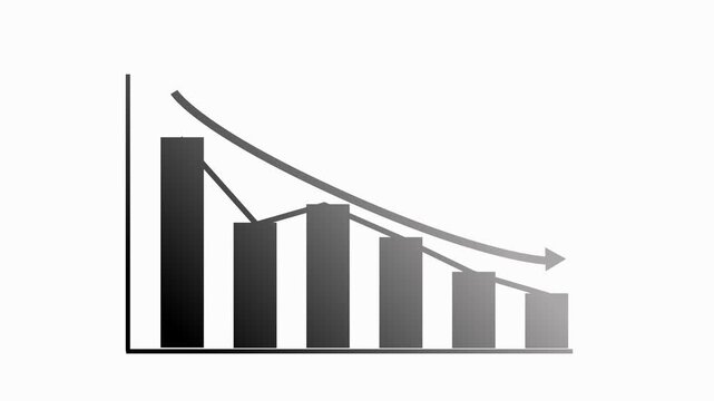 Bar Chart Showing Downward Trend, Corporate Growth Animation Featuring a Business Bar Chart with Rising Profits and Expanding Opportunities