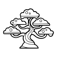 Japanese bonsai tree outline design
