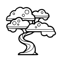 Japanese bonsai tree outline design